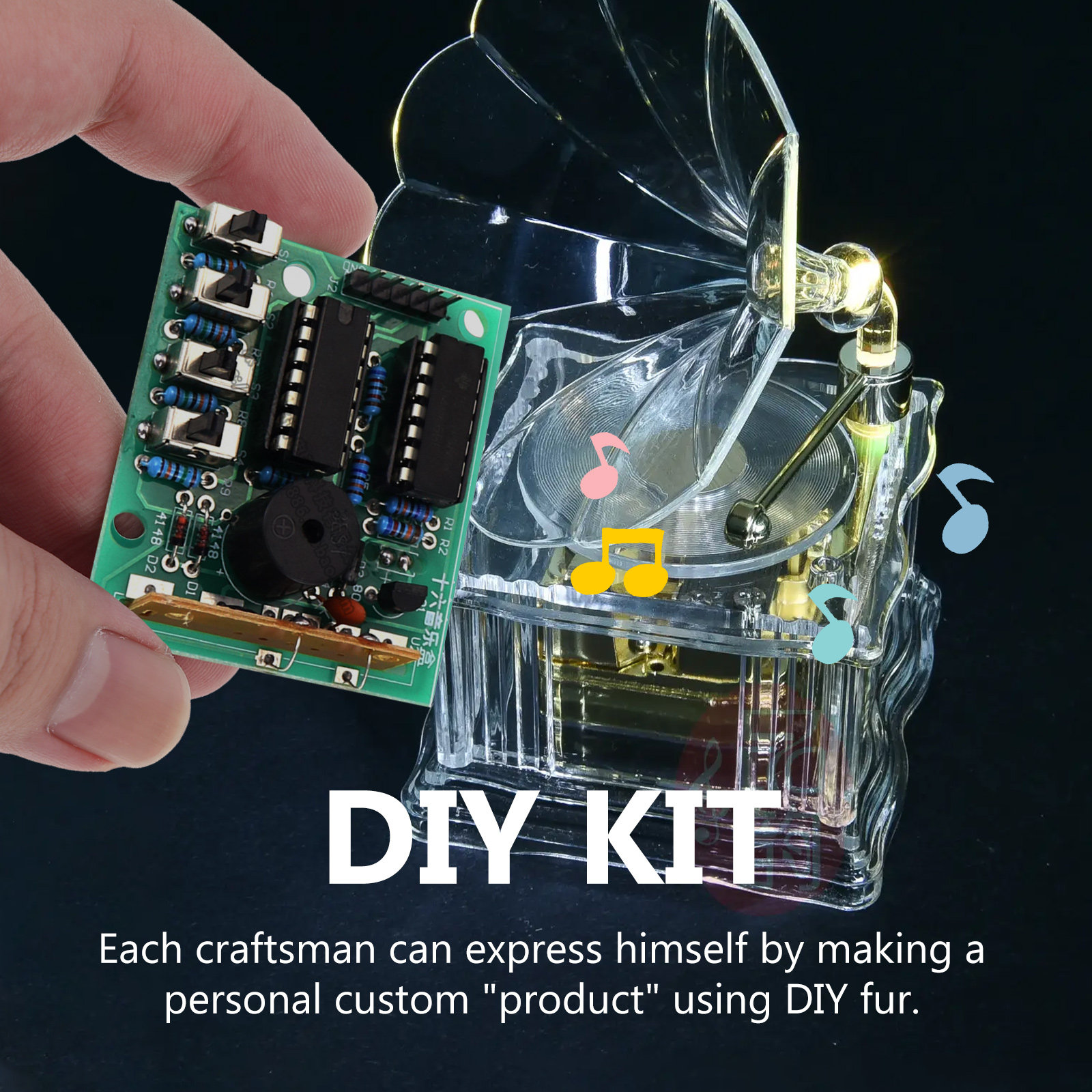 Diy Electronics Box - 1セット DIY 音楽ボックス用電子部品、はんだ付け練習用回路基板、16種類の音を再生、手動操作、外部エンコーディング、USBケーブル