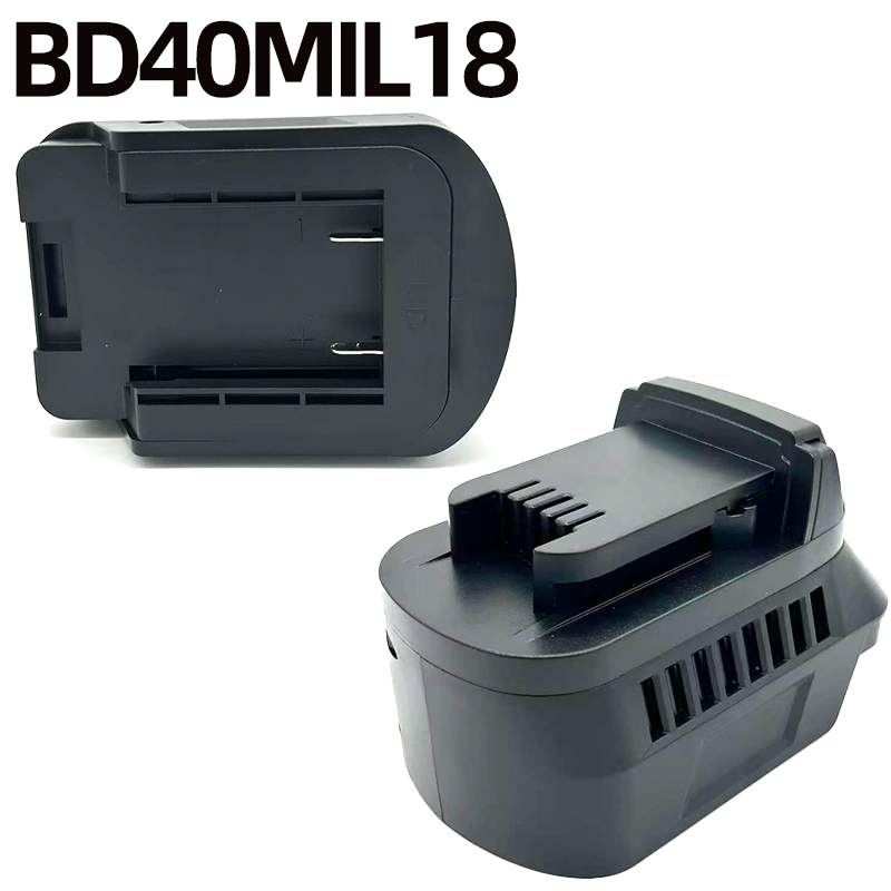 Black+Decker Tool Cordless - BD40MIL18 バッテリーアダプター。ブラック＆デッカーの40Vリチウムイオンバッテリーに対応し、ミルウォーキーの18Vコードレス工具との互換性があります。